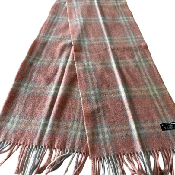 Burberry Authentic Scarf Peach 100% Lambswool Unisex Scarf Made In England - Picture 2 of 7
